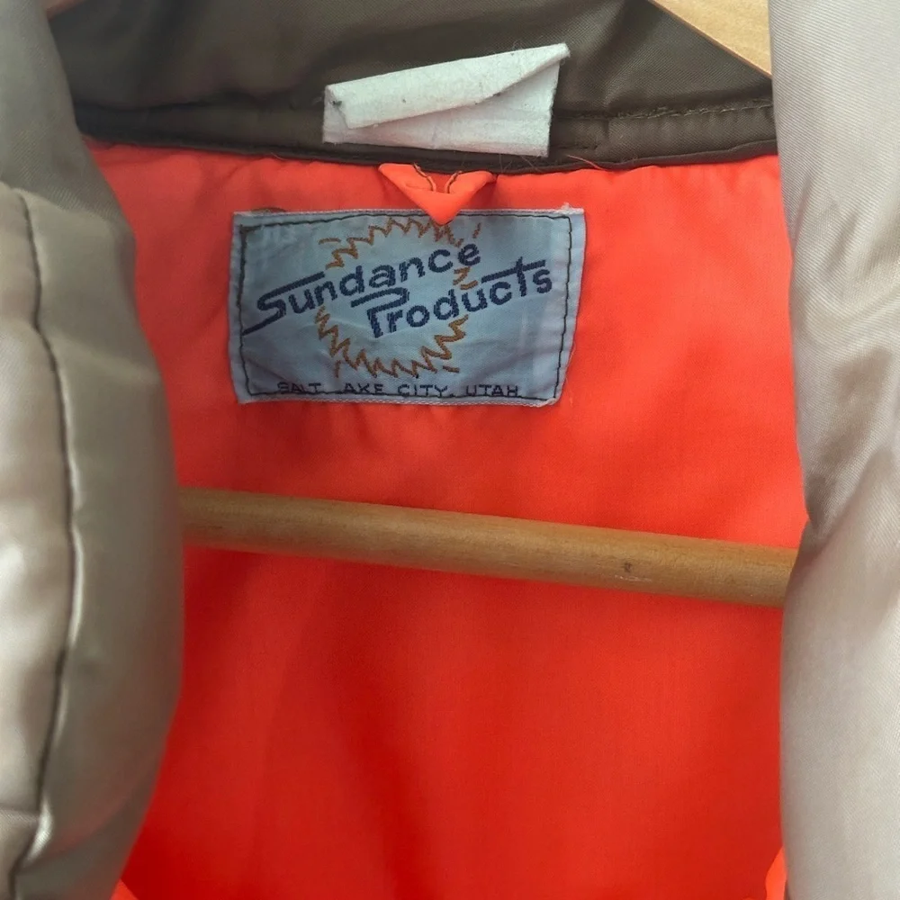 Vintage Sundance Brown and Orange Quilted Vest